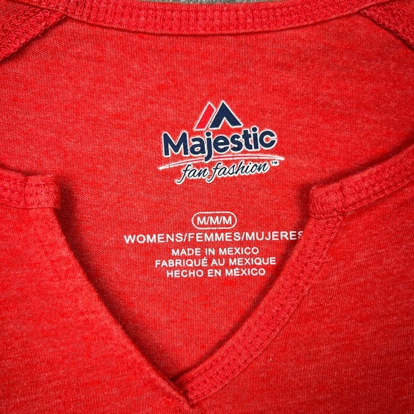 Washington Nationals Shirt Women Medium Red V Neck Short Sleeve Tee MLB Baseball - Picture 4 of 12